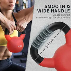 HOMCOM Soft Kettlebell, 10kg Kettle Bell with Non-Slip Handle for Home Gym Weight Lifting and Strength Training, Red - 3