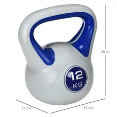 SPORTNOW Kettlebell, 12kg Kettle Bells with Handle for Home Gym Weight Lifting and Strength Training, Dark Blue and Grey - 2