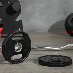 SPORTNOW Olympic Weight Plates Set, Metal and Rubber Bumper Plates Weights Discs with 2"/5cm Holes, for Home Gym Weight Lifting Strength Training, 2 x 5kg, Black - 8