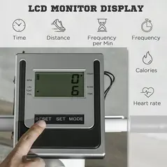 SPORTNOW Stepper Machine for Home, Foldable Stair Stepper with 12-Level Hydraulic Resistance, Stair Climber with LCD Monitor, Heart Rate Sensor and Drink Holder, White and Black - 4