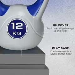 SPORTNOW Kettlebell, 12kg Kettle Bells with Handle for Home Gym Weight Lifting and Strength Training, Dark Blue and Grey - 5