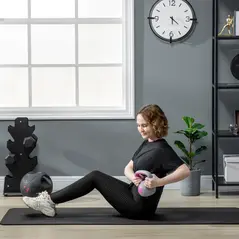 SPORTNOW Kettlebell, 2kg Kettle Bells with Handle for Home Gym Weight Lifting and Strength Training, Pink and Grey - 6