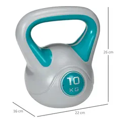 SPORTNOW Kettlebell, 10kg Kettle Bells with Handle for Home Gym Weight Lifting and Strength Training, Light Blue and Grey - 2
