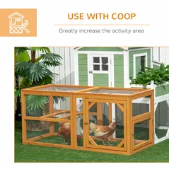 PawHut Wooden Chicken Coop with Perches, Doors, Combinable Design, for 2-4 Chickens - Natural Wood Colour - 5