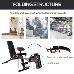 HOMCOM Adjustable Reclined Dumbbell Bench Weight Lifting Set Folding Sit Up Ab Bench Home Training Gym Multiuse Workout Exercise Fitness with 2 x 4kg Dumbbells - 4