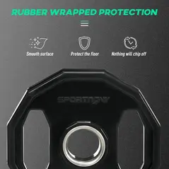 SPORTNOW Olympic Weight Plates Set, Metal and Rubber Bumper Plates Weights Discs with 2"/5cm Holes, for Home Gym Weight Lifting Strength Training, 2 x 10kg, Black - 5