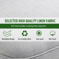 HOMCOM Fabric Single Sofa Dining Chair Tub Chair Upholstered W/ Pillow Solid Wood Leg Home Living Room Furniture Grey - 3