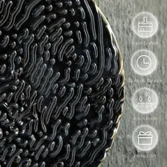 HOMCOM 3D Metal Wall Art Modern Circle Hanging Wall Sculptures Home Decor for Living Room Bedroom Dining Room, Blue Black Gold - 5