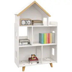 ZONEKIZ Three-Tier Toy Storage Shelf, Kids Bookcase, with Six Cubes, for Playroom, Bedroom - White - 1