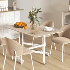 HOMCOM 4-6 Person Drop Leaf Dining Table - Oak - 1