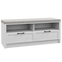 HOMCOM Shoe Bench with Removable Cushion, Shoe Storage Bench with Padded Seat, Open Compartments and Drawers for Entryway Hallway - 1