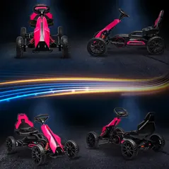 HOMCOM 12V Electric Go-Kart for Kids, Ride-On Racing Go-Kart, with Forward and Reversing Functions, for Ages 3-8 Years - Pink - 7