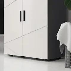 kleankin Small Bathroom Cabinet, Bathroom Storage Cabinet with 2-Doors Cupboard, 2 Adjustable Shelves and Soft Close Mechanism, Grey - 8