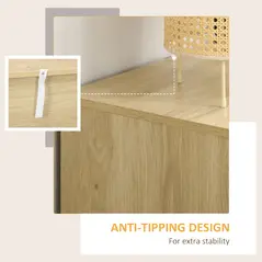 HOMCOM Chest of Four Rattan Weave Panel Drawers - Wood-Effect - 5