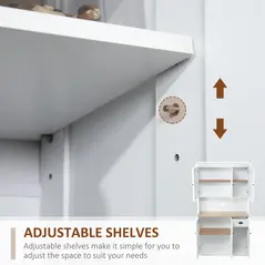 HOMCOM 180cm Freestanding Kitchen Cabinet, Modern Storage Cupboard with Open Countertop, Drawer and 6 Doors, White - 5