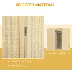 HOMCOM 4 Panel Folding Room Divider Screen, Wall Panel Privacy Furniture, Freestanding Paravent Partition Separator for Living Room, Bedroom and Office, 180 x 180cm, Natural - 4