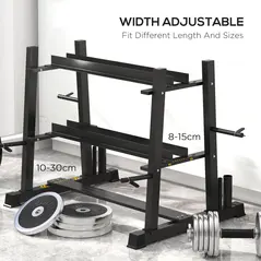 SPORTNOW 3-Tier Dumbbell Rack, Versatile Weight Rack with 4 Weight Rods for Dumbbells, Kettlebells and Plates (Rack Only) - 4