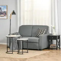HOMCOM Double Sofa Bed Click Clack Sofa Bed Pull Out Bed with Adjustable Backrest for Living Room and Bedroom Grey - 1