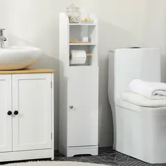 kleankin Multi-Storage Narrow Bathroom Cabinet - White - 1