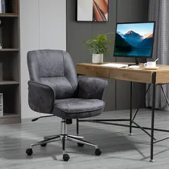 Vinsetto Swivel Computer Office Chair Mid Back Desk Chair for Home Study Bedroom,  Charcoal Grey - 1