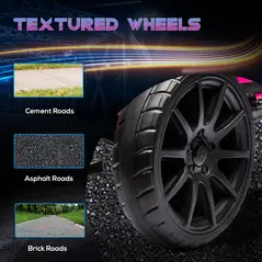 HOMCOM 12V Electric Go-Kart for Kids, Ride-On Racing Go-Kart, with Forward and Reversing Functions, for Ages 3-8 Years - Pink - 6