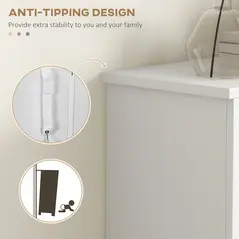 HOMCOM Modern Shoe Cabinet with 2 Flip Drawers and Adjustable Shelves, Narrow Shoe Storage Cabinet with Open Compartment, Holds 10 Pairs for Entryway, Hallway, White - 6