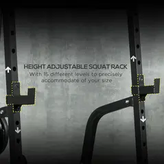 SPORTNOW Smith Machine & Cable Pulley System with Adjustable Weight Bench, Multifunction Home Gym Power Rack with Lat Pull Down System, Barbell Rack for Full Body Training, Black - 5