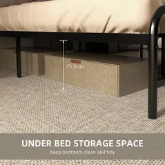 HOMCOM 4.8ft Double Bed Frame with Industrial Wood Headboard, Steel Slat Support and 25.5cm Underbed Storage Space, 145 x 197cm, Rustic Brown - 4