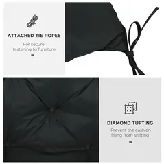 Outsunny 2 Seater Bench Pad, Garden Chair Cushion with Back and Ties for Indoor and Outdoor Use, 98 x 100 cm, Black - 5