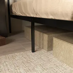 HOMCOM 4.8ft Double Bed Frame with Industrial Wood Headboard, Steel Slat Support and 25.5cm Underbed Storage Space, 145 x 197cm, Rustic Brown - 7