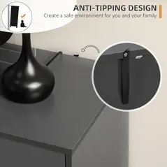 HOMCOM Sideboard, Modern Kitchen Cupboard with Double Doors and 3 Drawers, Adjustable Shelves for Living Dining Room, Dark Grey - 5