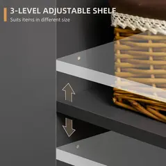 HOMCOM Sideboard, Modern Kitchen Cupboard with Double Doors and 3 Drawers, Adjustable Shelves for Living Dining Room, Dark Grey - 4