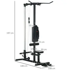 SPORTNOW Pull Up Station, Power Cage with Adjustable Seat, for Home Gym - Black - 2