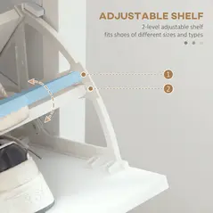 HOMCOM Modern Shoe Cabinet with 2 Flip Drawers and Adjustable Shelves, Narrow Shoe Storage Cabinet with Open Compartment, Holds 10 Pairs for Entryway, Hallway, White - 4