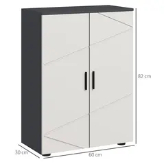 kleankin Small Bathroom Cabinet, Bathroom Storage Cabinet with 2-Doors Cupboard, 2 Adjustable Shelves and Soft Close Mechanism, Grey - 2