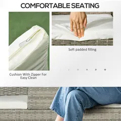 Outsunny Two-Seat Rattan Chair, with Middle Table - Grey - 4