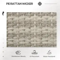 Outsunny Two-Seat Rattan Chair, with Middle Table - Light Grey - 3