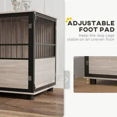 PawHut 100cm Furniture Style Dog Crate Dog Cage End Table Indoor with 3 Doors Soft Washable Cushion, for Large Sized Dogs - 8