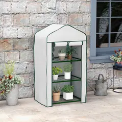 Outsunny Three-Tier Mini Greenhouse - White - 1