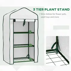 Outsunny Three-Tier Mini Greenhouse - White - 4