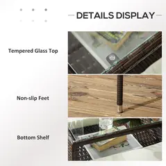 Outsunny Two-Seat Rattan Chair, with Middle Table - Brown - 5