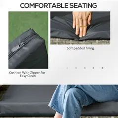 Outsunny Two-Seat Rattan Chair, with Middle Table - Light Grey - 4