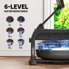 SPORTNOW Water Rowing Machine with Wheels, Vertical Storage, Adjustable Resistance, for Strength, Cardio Training - 4