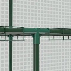 Outsunny Walk-in Greenhouse with 3 Tier 12 Shelves, Small Greenhouse with Reinforced PE Cover, Garden Plant Growhouse with Roll-up Door and Three Mesh Windows, 140 x 213 x 190 cm, Green - 8
