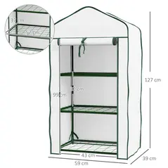 Outsunny Three-Tier Mini Greenhouse - White - 2