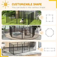 PawHut 80cm 8 Panels Heavy Duty Dog Pen, Pet Playpen for Indoors, Outdoors, Small, Medium Dogs - 4