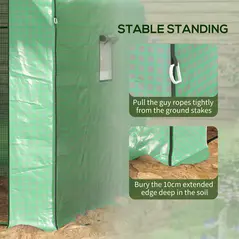 Outsunny Walk-in Greenhouse with 3 Tier 12 Shelves, Small Greenhouse with Reinforced PE Cover, Garden Plant Growhouse with Roll-up Door and Three Mesh Windows, 140 x 213 x 190 cm, Green - 6