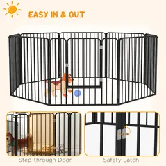 PawHut 80cm 8 Panels Heavy Duty Dog Pen, Pet Playpen for Indoors, Outdoors, Small, Medium Dogs - 6