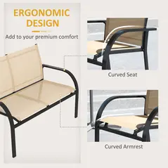 Outsunny Four-Piece Curved Steel Garden Dining Set  - Beige/Grey - 4