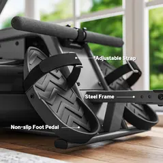 SPORTNOW Water Rowing Machine with Wheels, Vertical Storage, Adjustable Resistance, for Strength, Cardio Training - 8